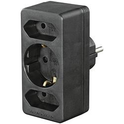 Foto van Hama stopcontactadapter 3-voudig, 1x geaard stopcontact, 2x euro desktop accessoire zwart