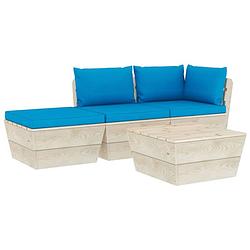 Foto van Vidaxl 4-delige loungeset met kussens pallet vurenhout