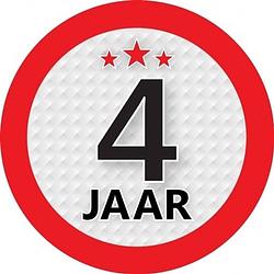 Foto van 10x 4 jaar leeftijd stickers rond 9 cm verjaardag versiering - feeststickers