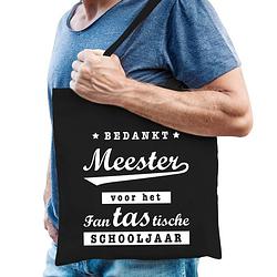 Foto van Meester bedankt cadeau tas zwart katoen - feest boodschappentassen