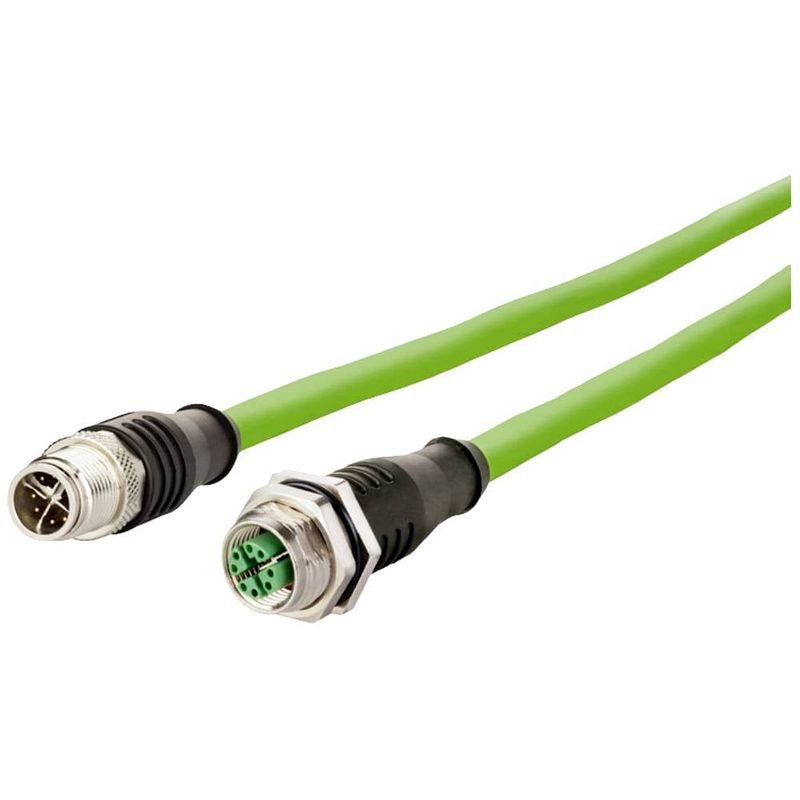 Foto van Metz connect 142m2x12100 m12 netwerkkabel, patchkabel cat 6a s/ftp 10.00 m groen pur-mantel, zuurbestendig, ozonbestendig, uv-bestendig, sleepketting geschikt,