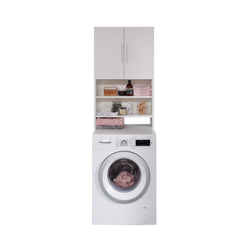Foto van Basix badkamerkast voor wasmachine 2 deuren wit.