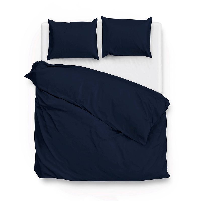 Foto van Zo home satinado dekbedovertrekset uni katoen satijn - navy blue 200x200/220cm