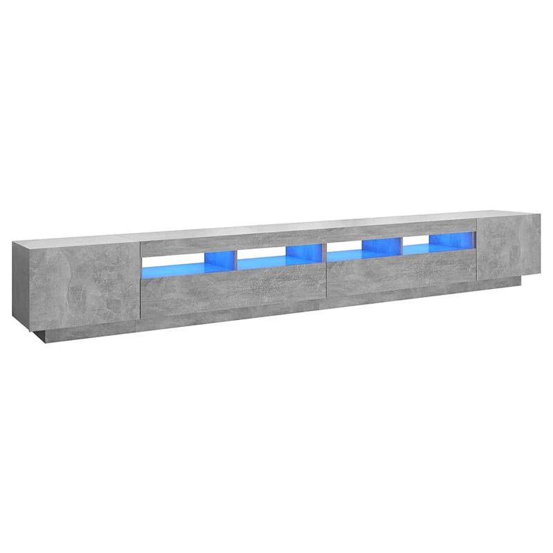 Foto van The living store tv-meubel betongrijs 300x35x40 cm - met led-verlichting - inclusief usb-aansluiting