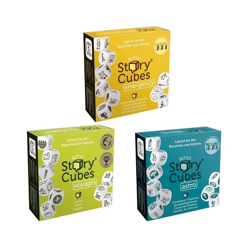 Foto van Spellenbundel - dobbelspel - 3 stuks - rory's story cubes voyages, astro & emergency