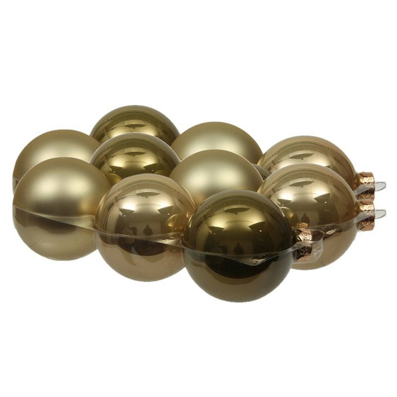 Foto van 12x stuks glazen kerstballen dusky lime goud/groen tinten 8 cm mat/glans - kerstbal