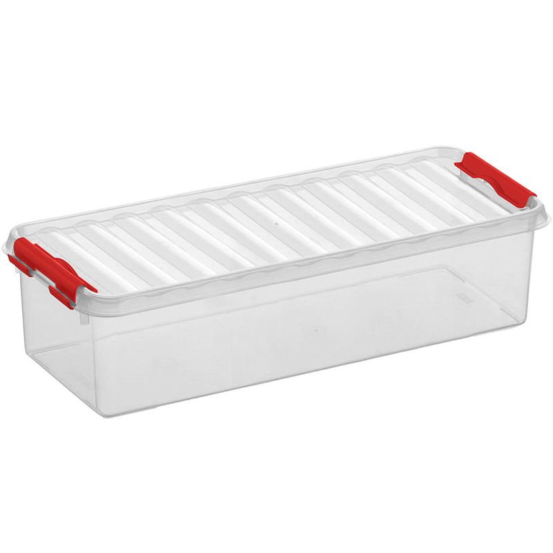 Foto van Sunware - q-line opbergbox 3,5l transparant rood - 38,8 x 14,2 x 9,2 cm