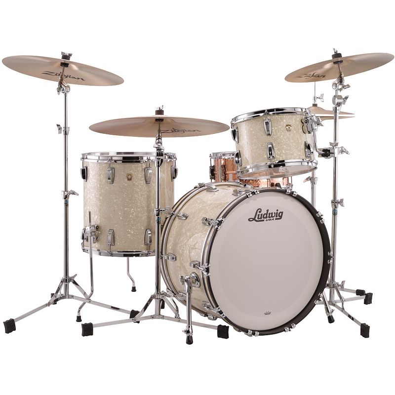 Foto van Ludwig classic maple fab vintage white marine 3-delige shellset