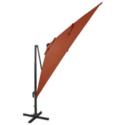 Foto van The living store the living store tuinparasol 300x300x258 cm - terracotta - met led-verlichting