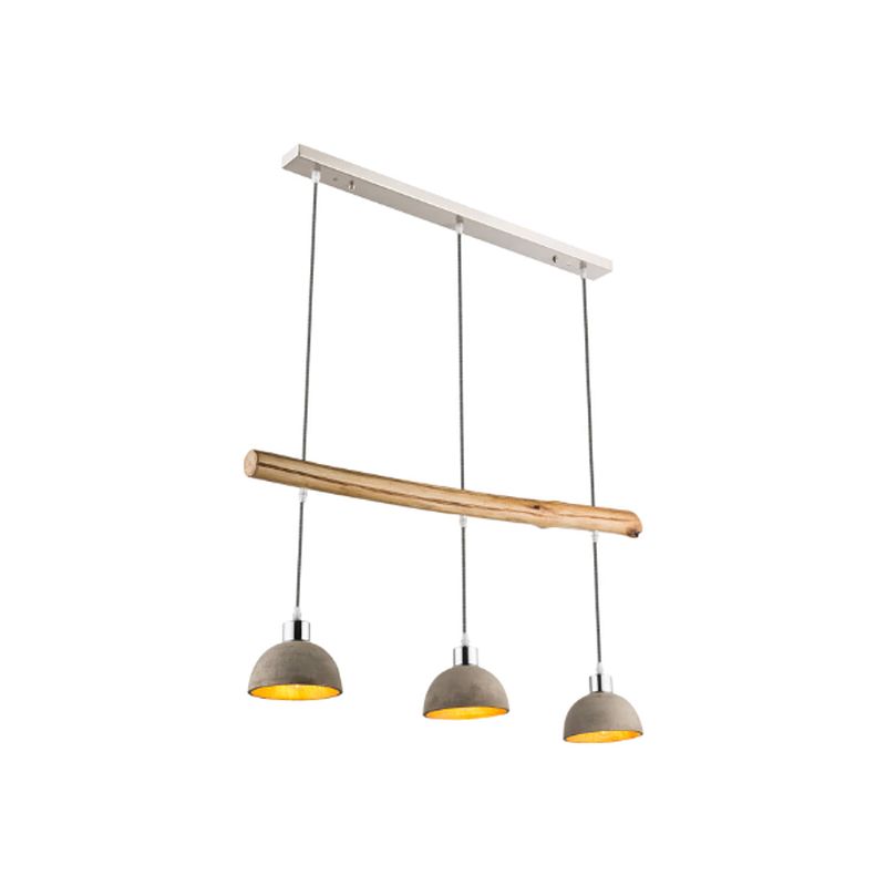 Foto van 3-lichts hanglamp met betonkleur metaal hanglamp grijs woonkamer eetkamer