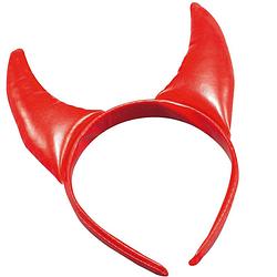 Foto van Halloween diadeem - duivel hoorntjes - rood - vinyl - tiara/haarband - verkleedhoofddeksels
