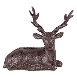 Foto van Clayre & eef kerstdecoratie beeld hert 15*9*15 cm bruin ijzer decoratief figuur decoratieve accessoires kerstdecoratie