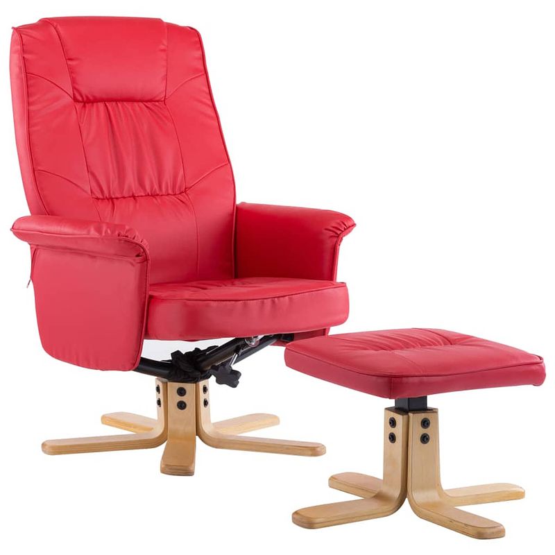 Foto van Vidaxl fauteuil met voetenbankje kunstleer rood