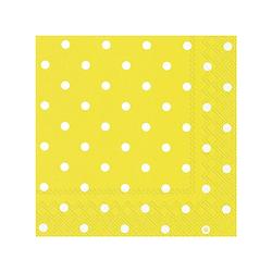 Foto van 20x polka dot 3-laags servetten geel met witte stippen 33 x 33 cm - feestservetten