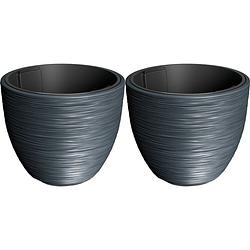 Foto van Prosperplast plantenpot/bloempot furu stripes - 2x - buiten/binnen - kunststof - antraciet - d47 x h47 cm - plantenpotte