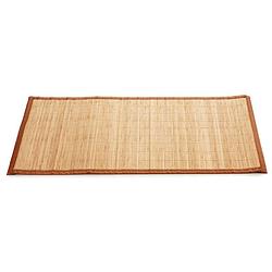 Foto van Badkamer vloermat anti-slip lichte bamboe 50 x 80 cm met lichtbruine rand - badmatjes