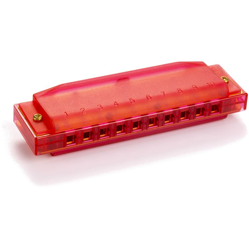 Foto van Hohner translucent harp c diatonische mondharmonica rood