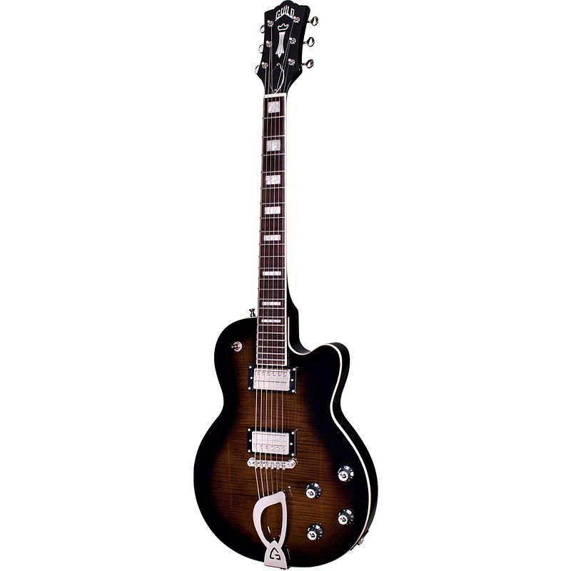 Foto van Guild aristocrat hh trans black burst elektrische gitaar met chambered body