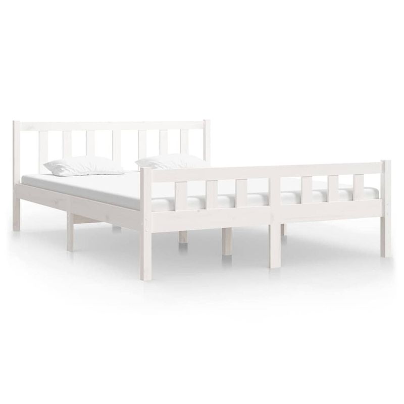 Foto van Vidaxl bedframe massief hout wit 120x190 cm 4ft small double