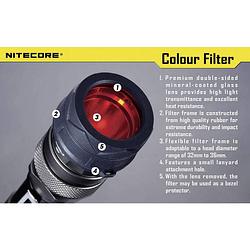 Foto van Nitecore nitnfr34 kleurfilter mt25, mt26, srt6 en zaklampen met een ø 33 - 36 mm rood