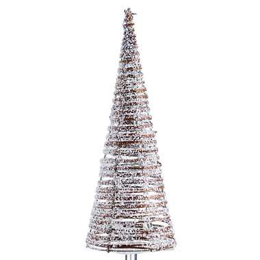 Foto van Kerstboom met lichtjes - wit - 40xø14 cm - leen bakker