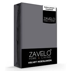 Foto van Zavelo flanel velvet hoeslaken antraciet-2-persoons (140x200 cm)