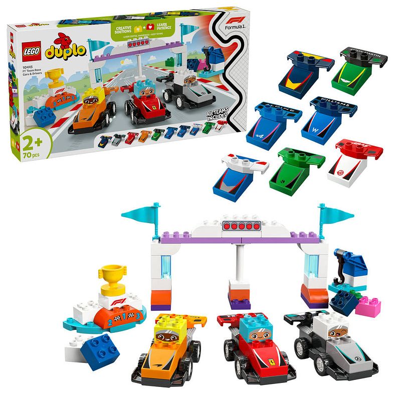 Foto van Lego duplo f1 team racewagens en coureurs 10445