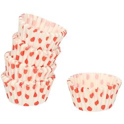 Foto van 90x mini muffin en cupcake vormpjes rood papier 4 x 4 x 2 cm - muffinvormen / cupcakevormen
