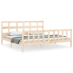 Foto van The living store bed grenenhout - massief - 205.5 x 205.5 x 100 cm - multiplex lattenbodem