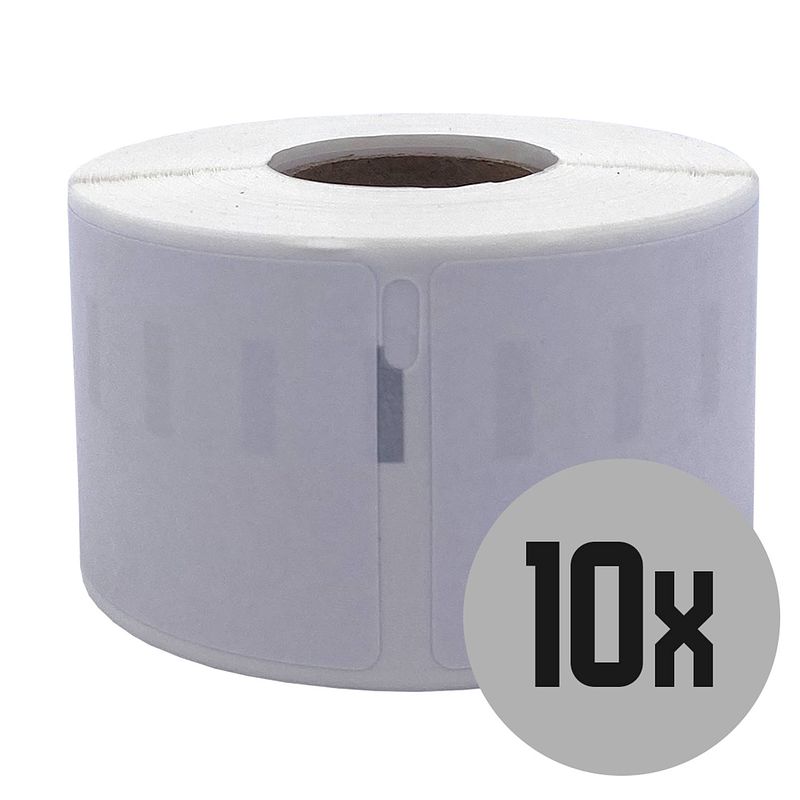 Foto van Dula dymo compatible labels - wit - 99012 - s0722400 - adresetiketten - 10 rollen - 36 x 89 mm - 260 labels per rol