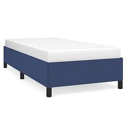 Foto van The living store bedframe - blauw - stof - 203 x 83 x 35 cm - multiplex lattenbodem