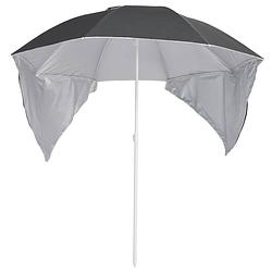 Foto van The living store strandparasol - antraciet - 190 x 202/218 cm - uv-bescherming - waterbestendig - met luchtventilatie -