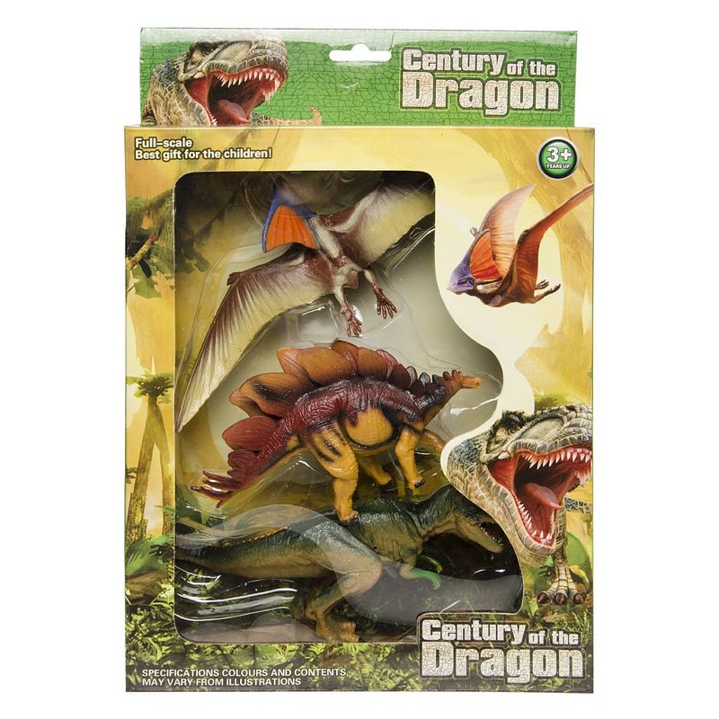 Foto van 3x plastic dinosaurussen speelgoed figuren voor kinderen - speelfigurenset