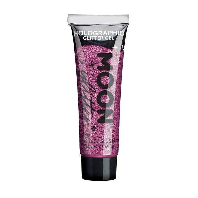 Foto van Moon creations glitter holografische glittergel 12 ml roze