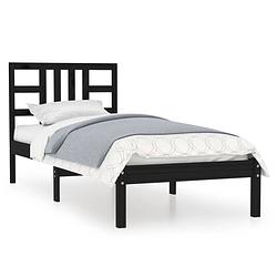 Foto van The living store bedframe grenenhout - zwart 205.5x105.5x31cm - geschikt voor 100x200cm matras