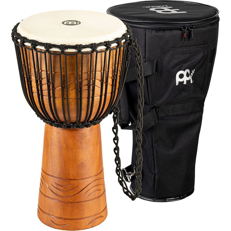 Foto van Meinl adj2-m water rhythm houten djembé 10 inch