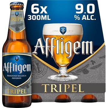 Foto van 2e halve prijs | affligem tripel bier fles 6 x 30cl aanbieding bij jumbo