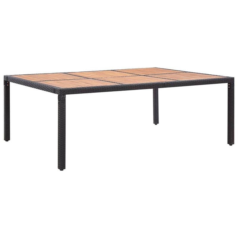 Foto van Vidaxl tuintafel 200x150x74 cm poly rattan en massief acaciahout zwart