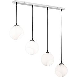 Foto van Led hanglamp - trion klino - e27 fitting - 4-lichts - rond - mat chroom - aluminium