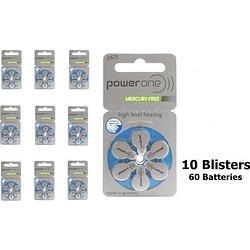 Foto van Power one - gehoorapparaat batterijen - kwikvrij - 60 stuks ( 10 blisters a 6 stuks) - 675