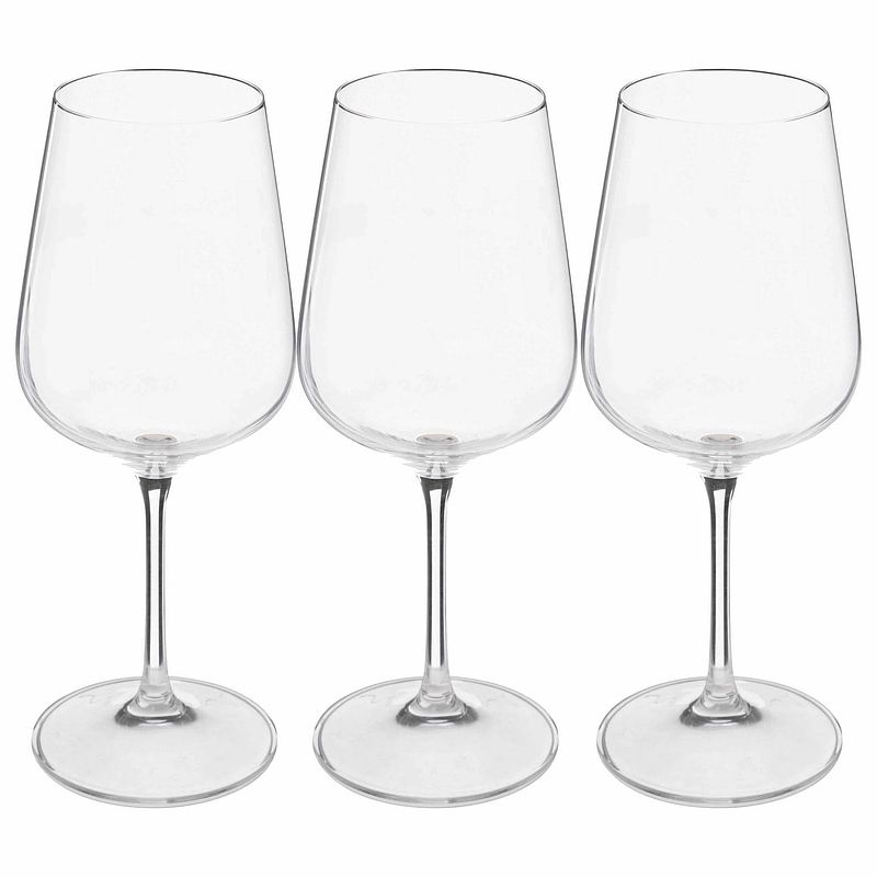 Foto van Secret de gourmet wijnglazen set lena - doosje 12x stuks - chique transparant glas - 45 cl - wijnglazen