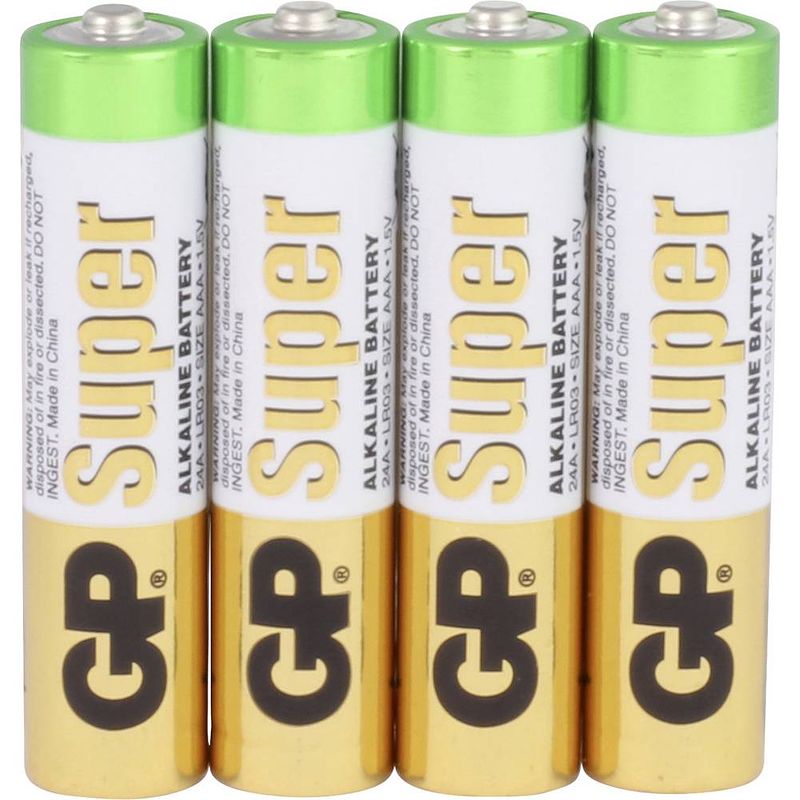 Foto van Gp super alkaline batterijen aaa/lr03 - 4 stuks