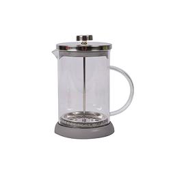 Foto van Cafetière grijze theepot glazen koffiemaker 800 ml ideaal voor 2 kopjes perfect voor thee liefhebbers