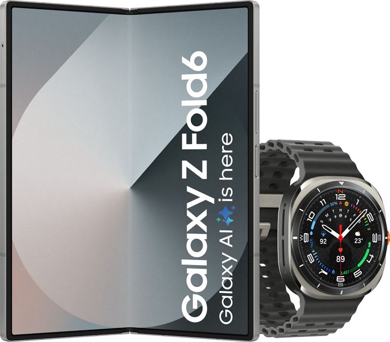 Foto van Samsung galaxy z fold 6 256gb zilver 5g + samsung galaxy watch ultra zilver/zwart 47mm