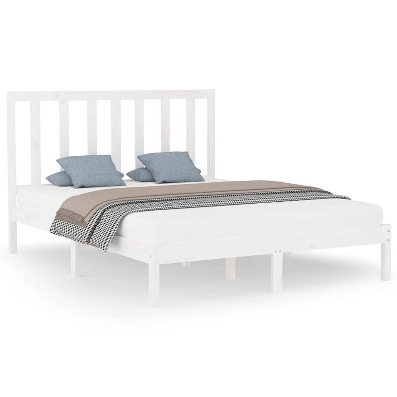 Foto van The living store bedframe grenenhout - 140 x 200 cm - wit - massief - tijdloos