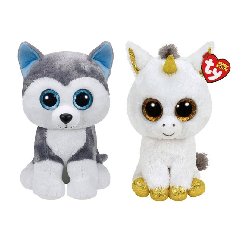 Foto van Ty - knuffel - beanie boo'ss - xl slush husky & pegasus unicorn