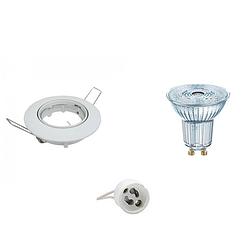 Foto van Led spot set - osram parathom par16 927 36d - gu10 fitting - dimbaar - inbouw rond - glans wit - 3.7w - warm wit 2700k -