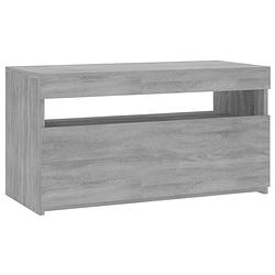 Foto van The living store tv-meubel grey sonoma oak 75x35x40 cm - led-verlichting - voldoende opbergruimte