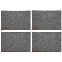 Foto van 4x stuks rechthoekige placemats met ronde hoeken polyester grijs 30 x 45 cm - placemats