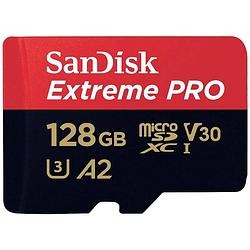 Foto van Sandisk extreme pro microsdxc-kaart 128 gb class 10 uhs-i schokbestendig, waterdicht